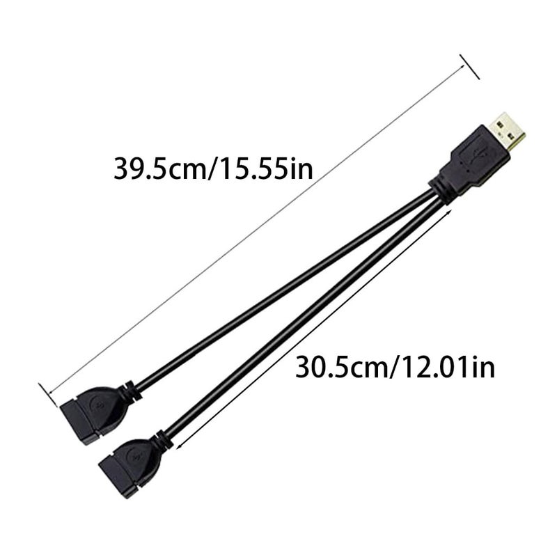 USB 2.0 Extension Cable 1 Male to 2 Female 35cm Data Charging Cable 2 Pack - Image 5